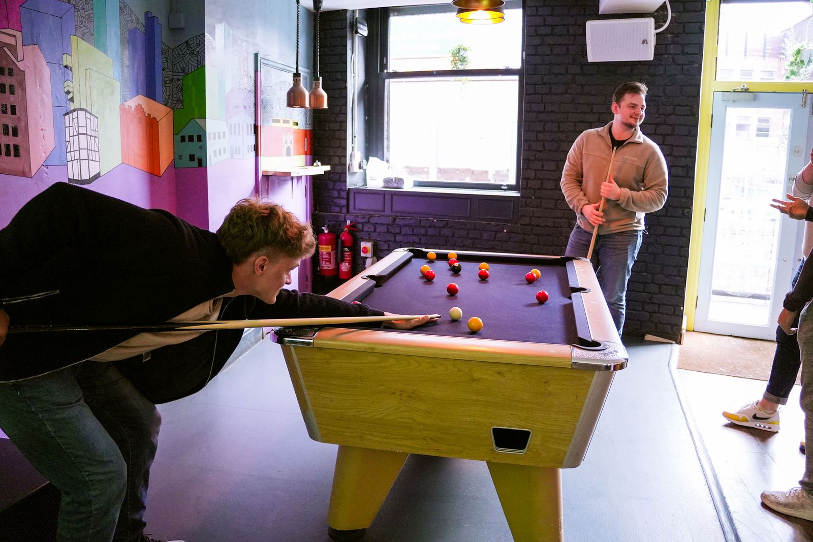 playing pool in the bar