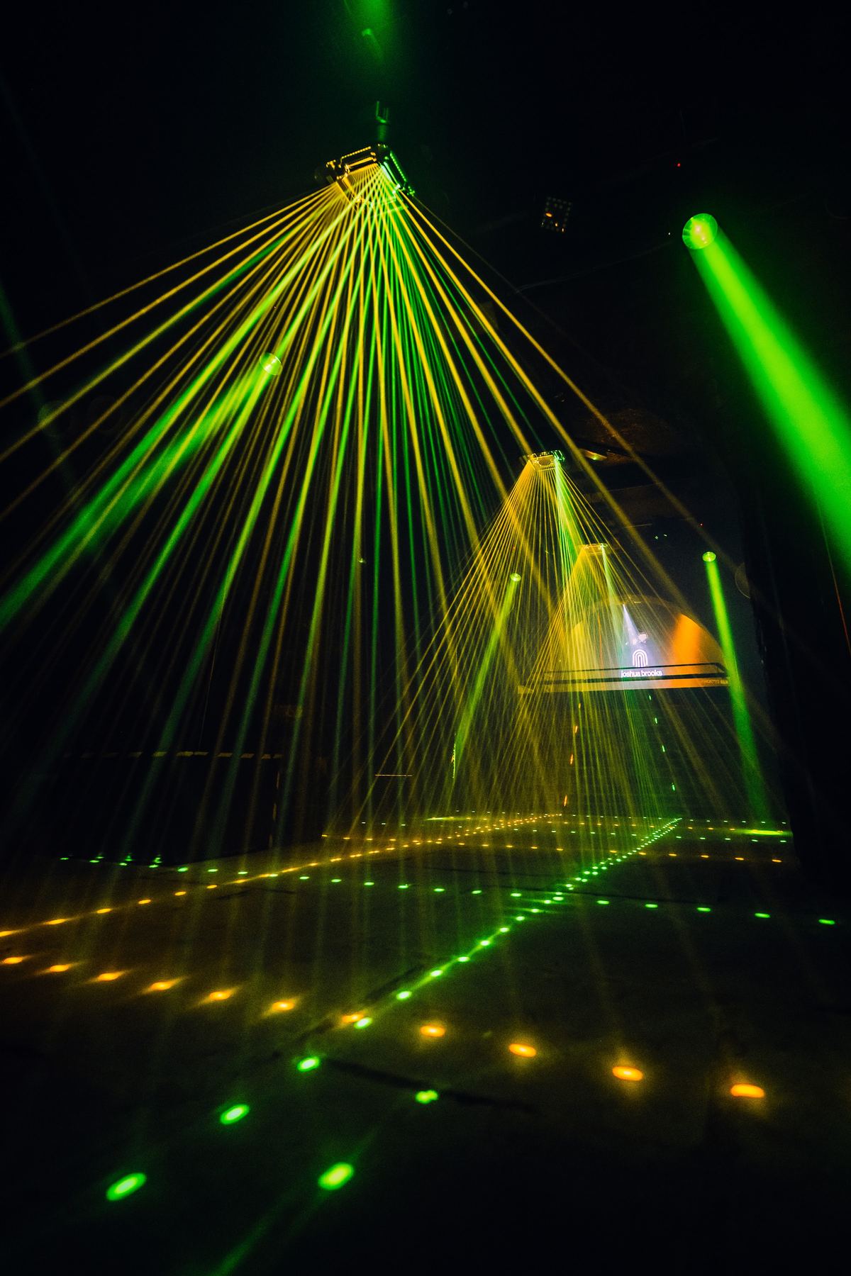 laser fan above the dj booth